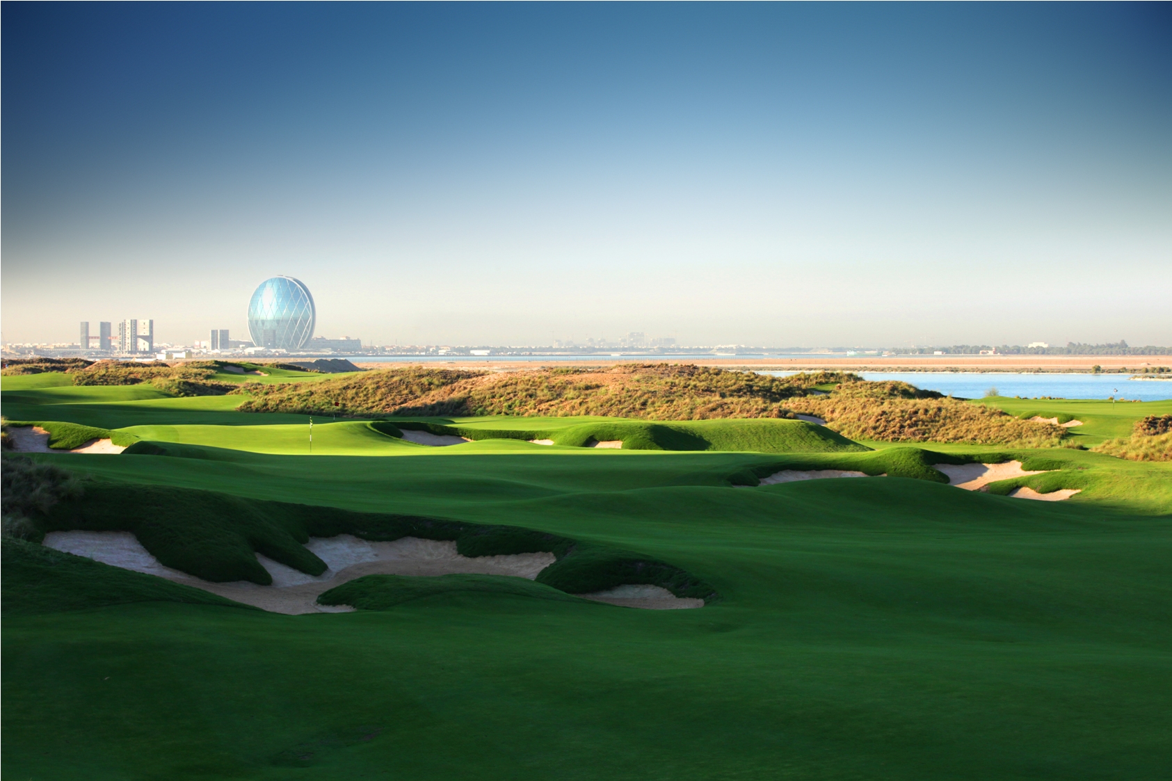 The 12th hole at Yas Links Golf Club
