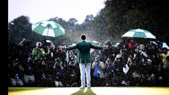 Adam Scott wearing the Masters Green Jacket